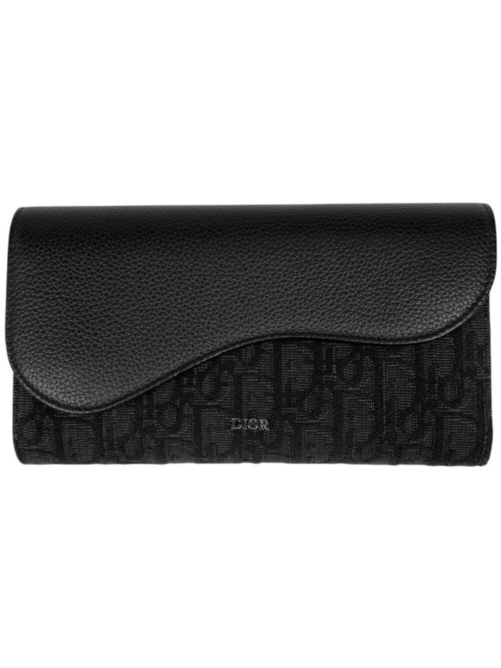 Dior Saddle Long Flap Wallet Oblique Jacquard Cotton Black